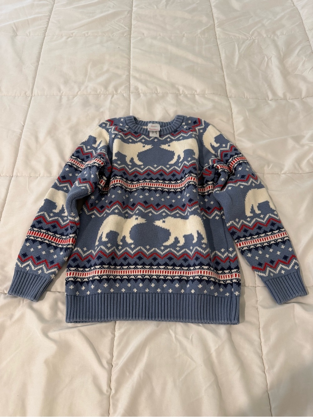 Hanna Andersson Blue Polar Bear Fair Isle Crewneck Sweater